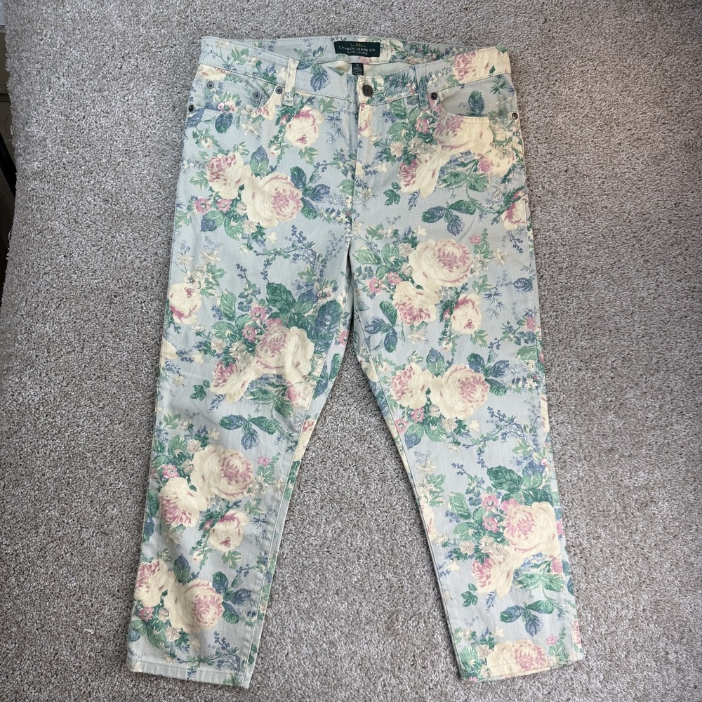 Lauren Jeans Co Ralph Lauren Cropped Jeans Womens 12 Light Wash Floral Denim